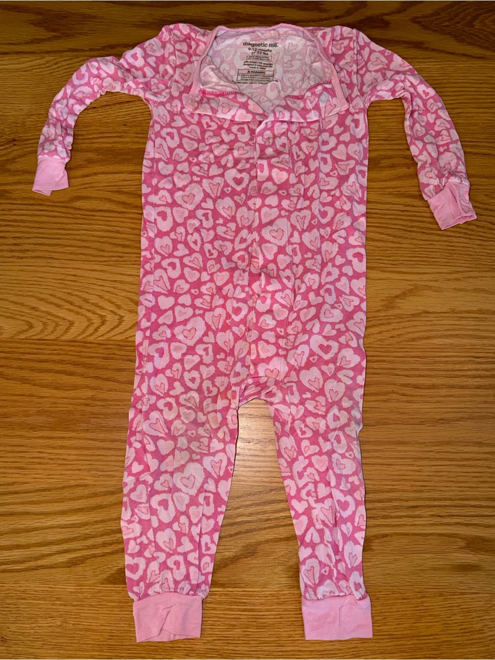 Magnetic Me Pink & White Heart-Print One-Piece Bodysuit